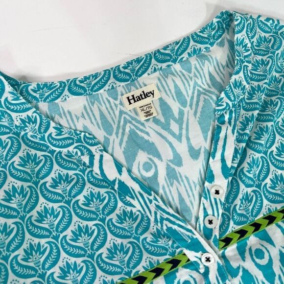 Hatley Swim Coverup Womens XL Turquoise Tunic Ikat Swimsuit Bathing Suit Blue - Picture 2 of 8